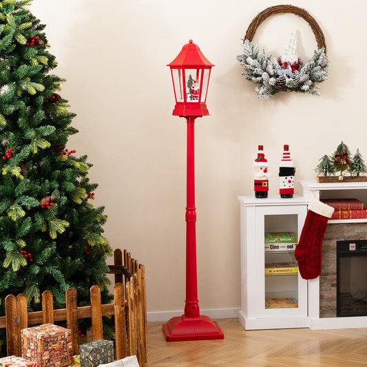5.3 Feet Musical Christmas Street Lamp, LED Lights, Blowing Snow, Red Christmas Decor & Accessories Red at Gallery Canada