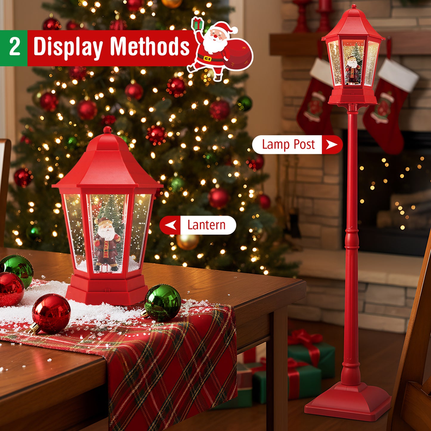 5.3 Feet Musical Christmas Street Lamp, 60 Warm White LED Lights, Red Christmas Decor & Accessories at Gallery Canada