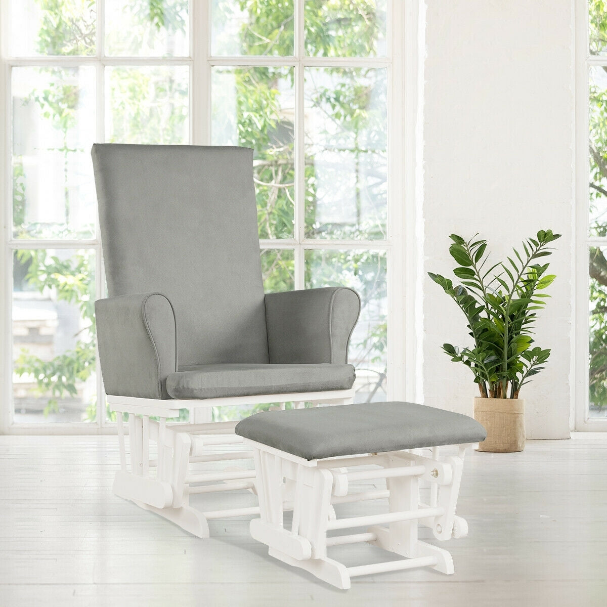 Baby Nursery Rocking Chair Glider And Ottoman Set, Gray Recliners at Gallery Canada