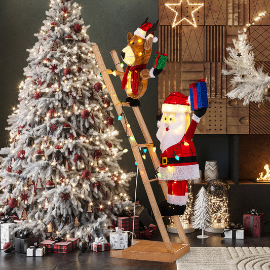 5.5 Feet Christmas Reindeer, Santa On Ladder, 100 LED Lights, Multicolor Christmas Decor & Accessories Multicolor at Gallery Canada
