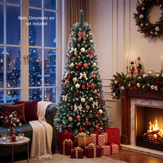 7 Ft Artificial Pencil Christmas Tree, Pine Cones, Green Christmas Tree 7.5 ft at Gallery Canada