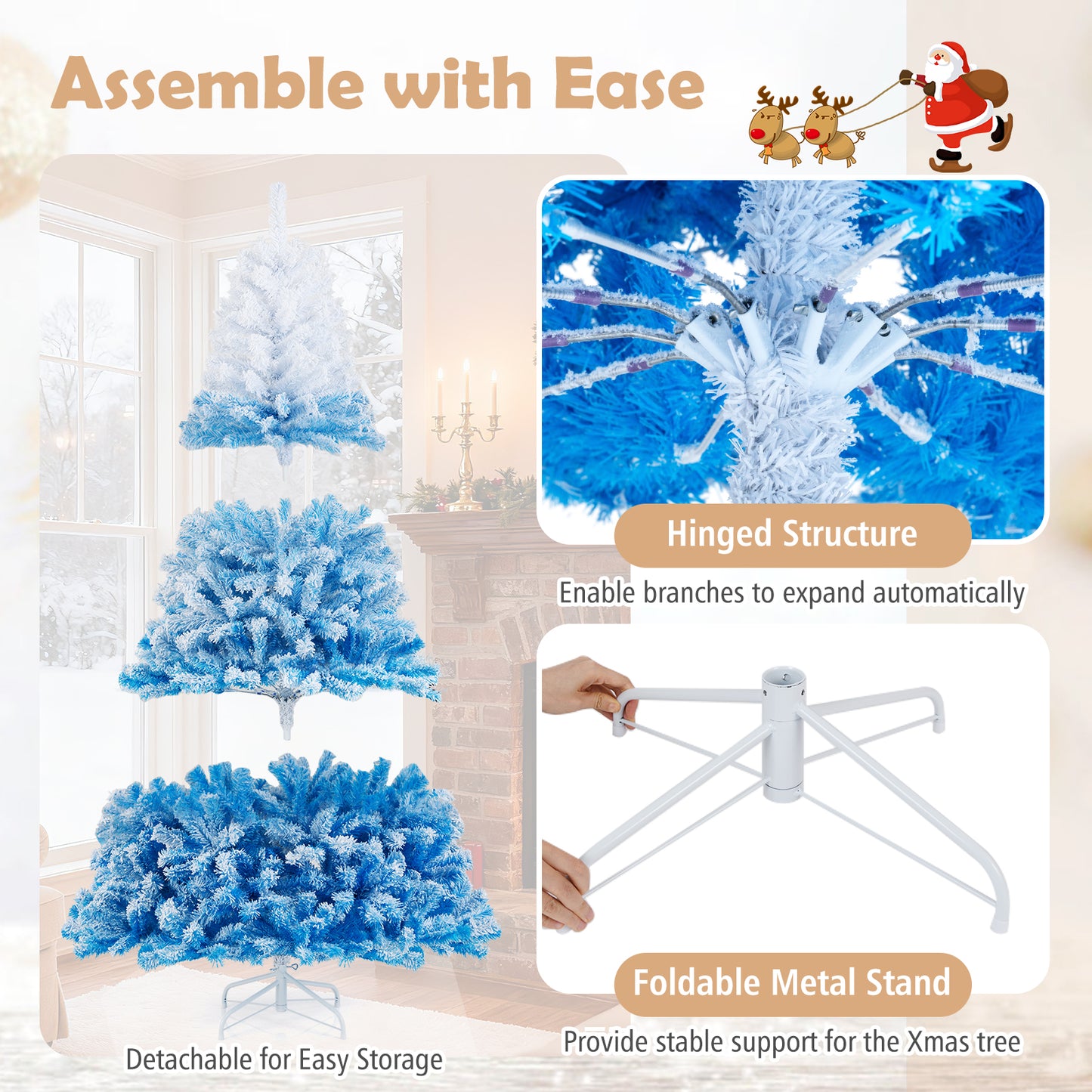 7 Feet Artificial Christmas Tree, Warm White LED Lights, 8 Modes, Blue Christmas Tree at Gallery Canada