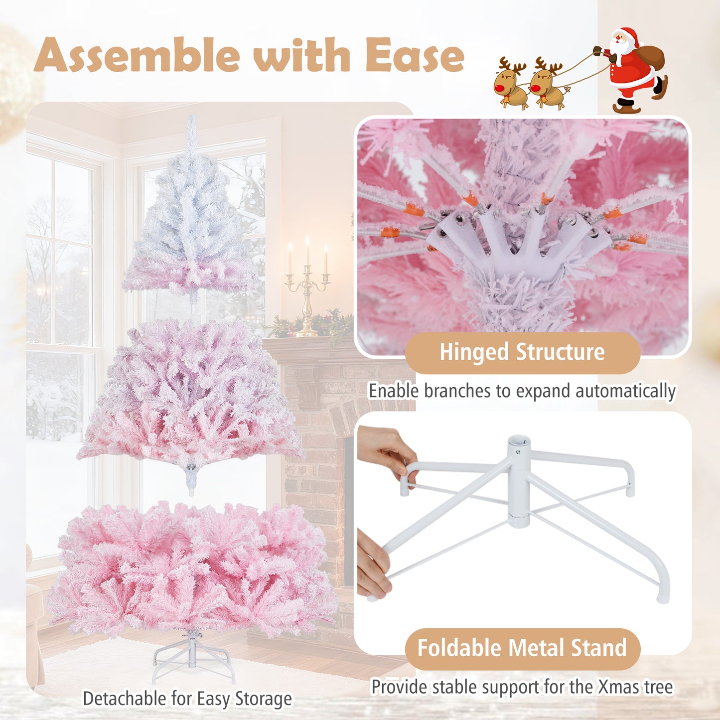 6 FT Artificial Christmas Tree, Warm White LED Lights, 8 Modes, Pink Christmas Tree at Gallery Canada