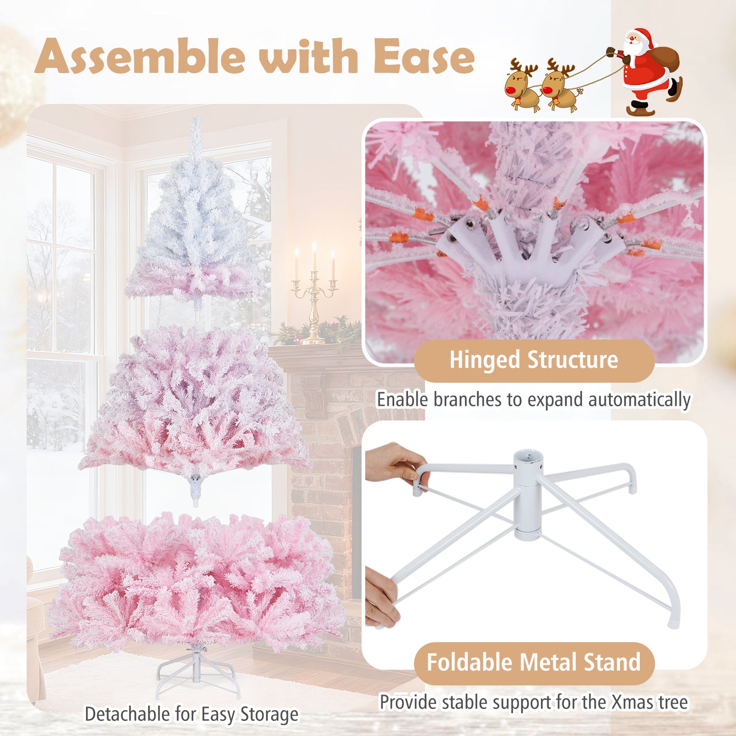 7 FT Artificial Christmas Tree, Warm White LED Lights, 8 Modes, Pink Christmas Tree at Gallery Canada