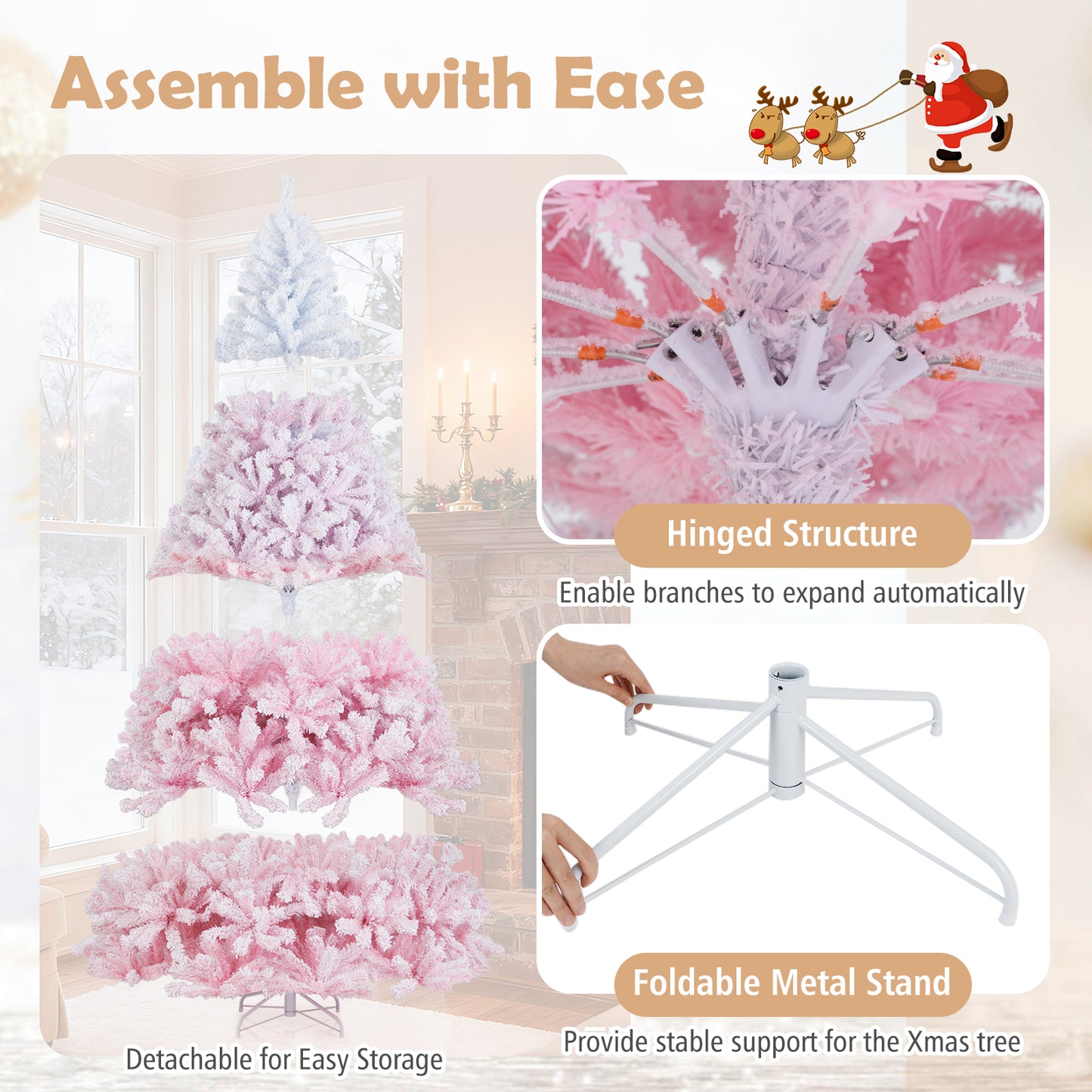 8 Feet Artificial Christmas Tree With Warm White LED Lights, Pink Christmas Tree at Gallery Canada