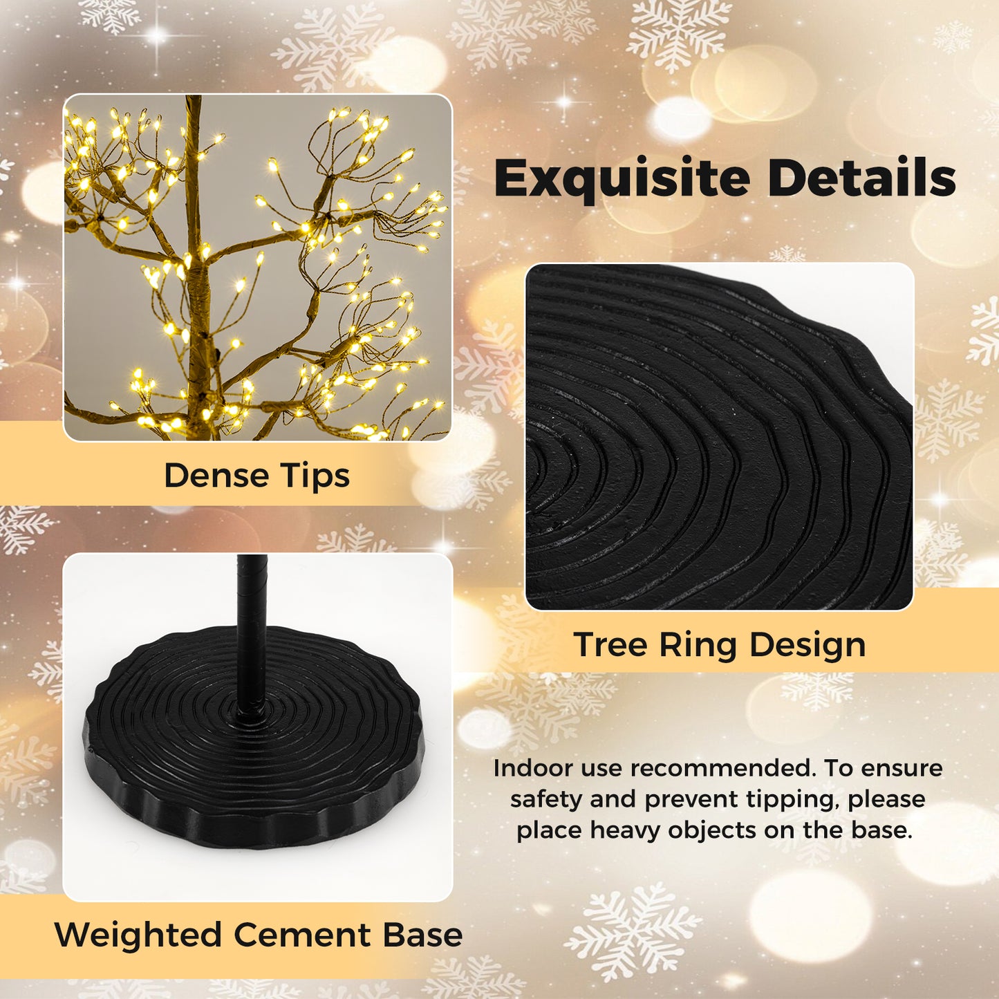 5/6/7 FT Lighted Alpine Tree with Warm White Light LED Lights Pre-lit Artificial Cedar Tree with Weighted Base-7 ft Christmas Tree at Gallery Canada