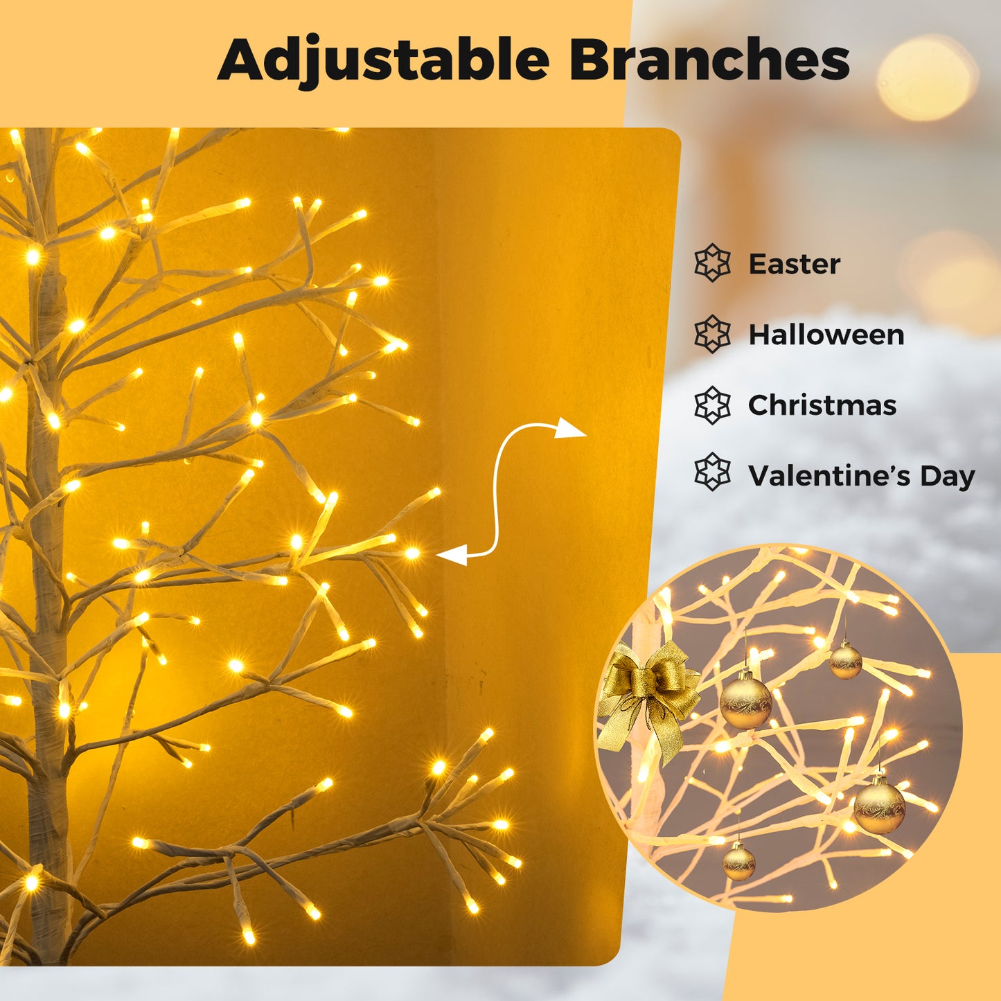 5/6/7 FT Lighted Birch Tree Pre-lit Twig Tree with 240/320/456 Warm White Light LED Lights-6 FT, White Christmas Tree at Gallery Canada