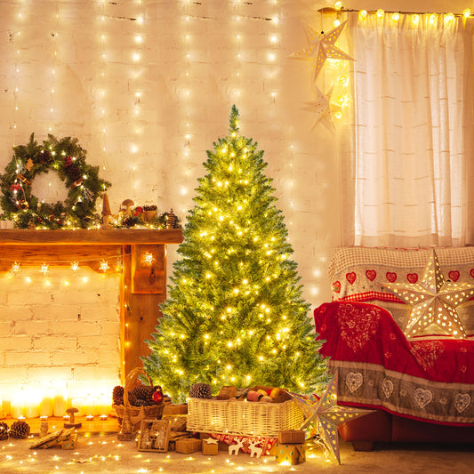 5 Feet Artificial Christmas Tree, 7 Lighting Modes, Green Christmas Tree Green at Gallery Canada