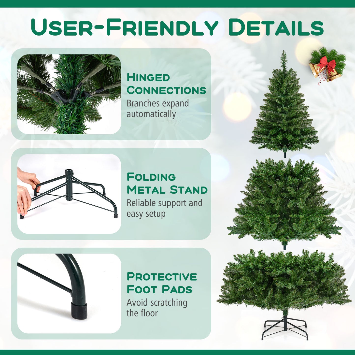 Artificial Christmas Tree, 6 Feet, Hinged, 7 Lighting Modes, Green Christmas Tree at Gallery Canada