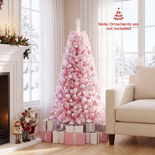 Flocked Fir Christmas Tree with Warm White LED Lights, 5ft, Pink Christmas Tree Pink at Gallery Canada