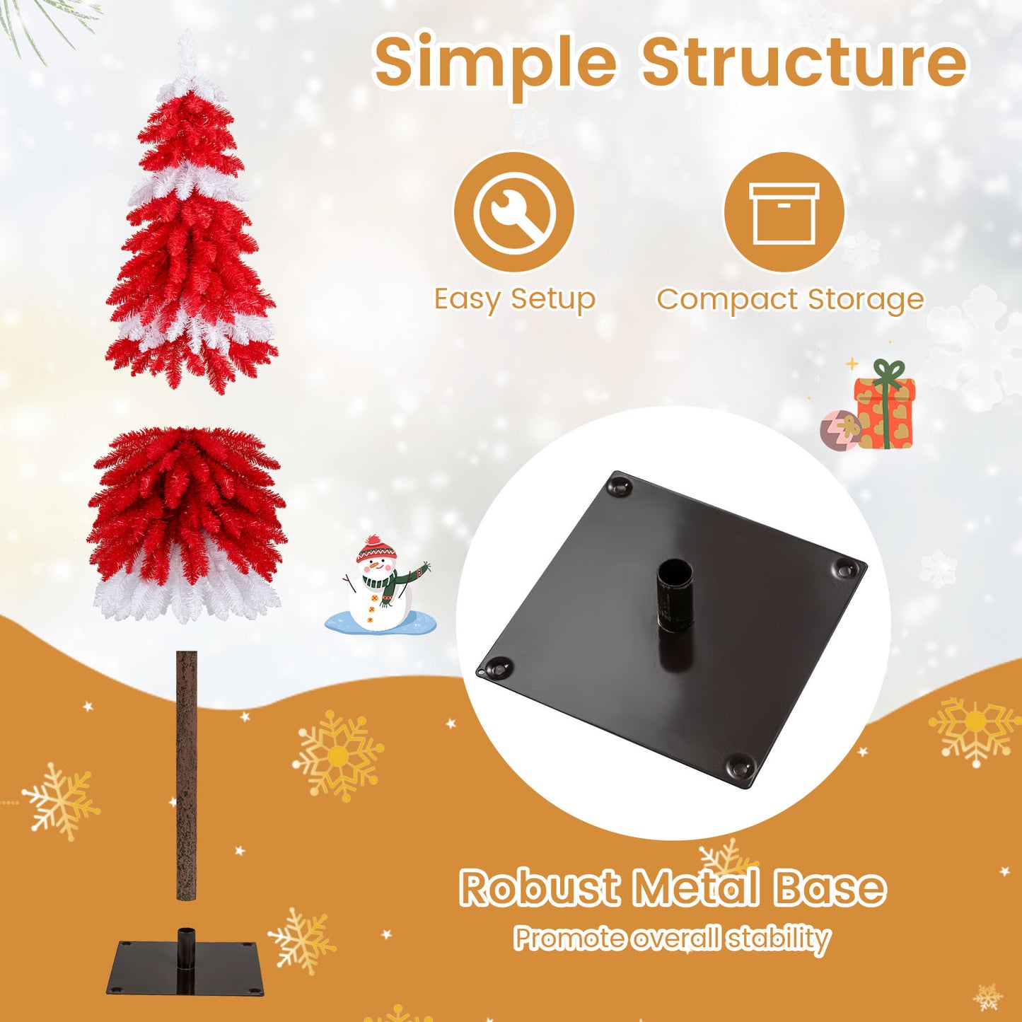 5 FT Artificial Christmas Tree Pre-lit Xmas Trees with 301 Red and White Branch Tips Christmas Tree at Gallery Canada