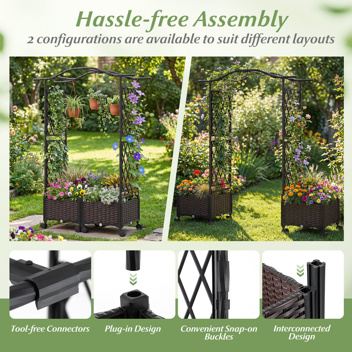 5 FT Tall Raised Garden Bed With Lockable Wheels, Hanging Roof, Brown Outdoor Decor at Gallery Canada