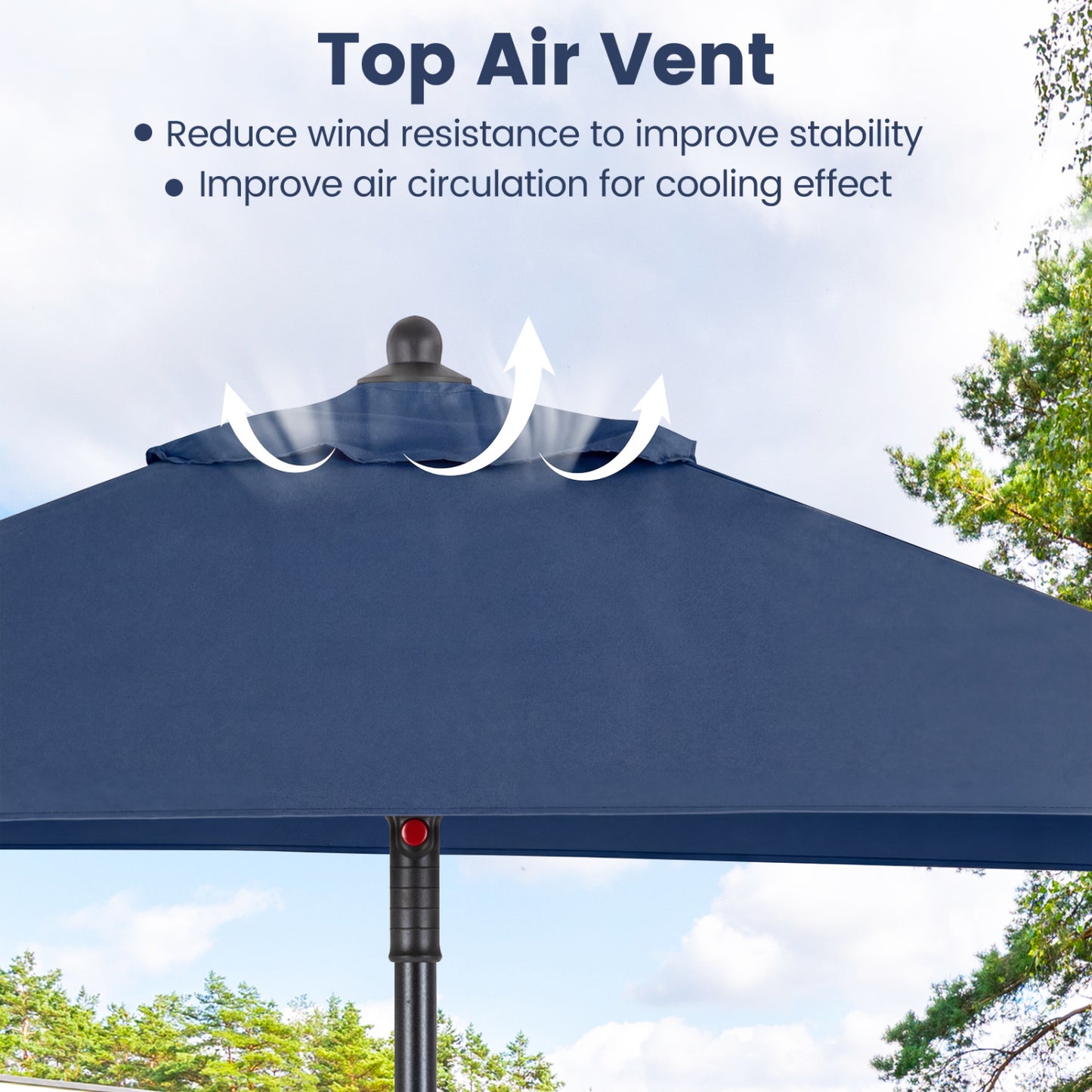 5 Feet Patio Square Market Table Umbrella Shelter with 4 Sturdy Ribs, Navy Outdoor Umbrellas at Gallery Canada