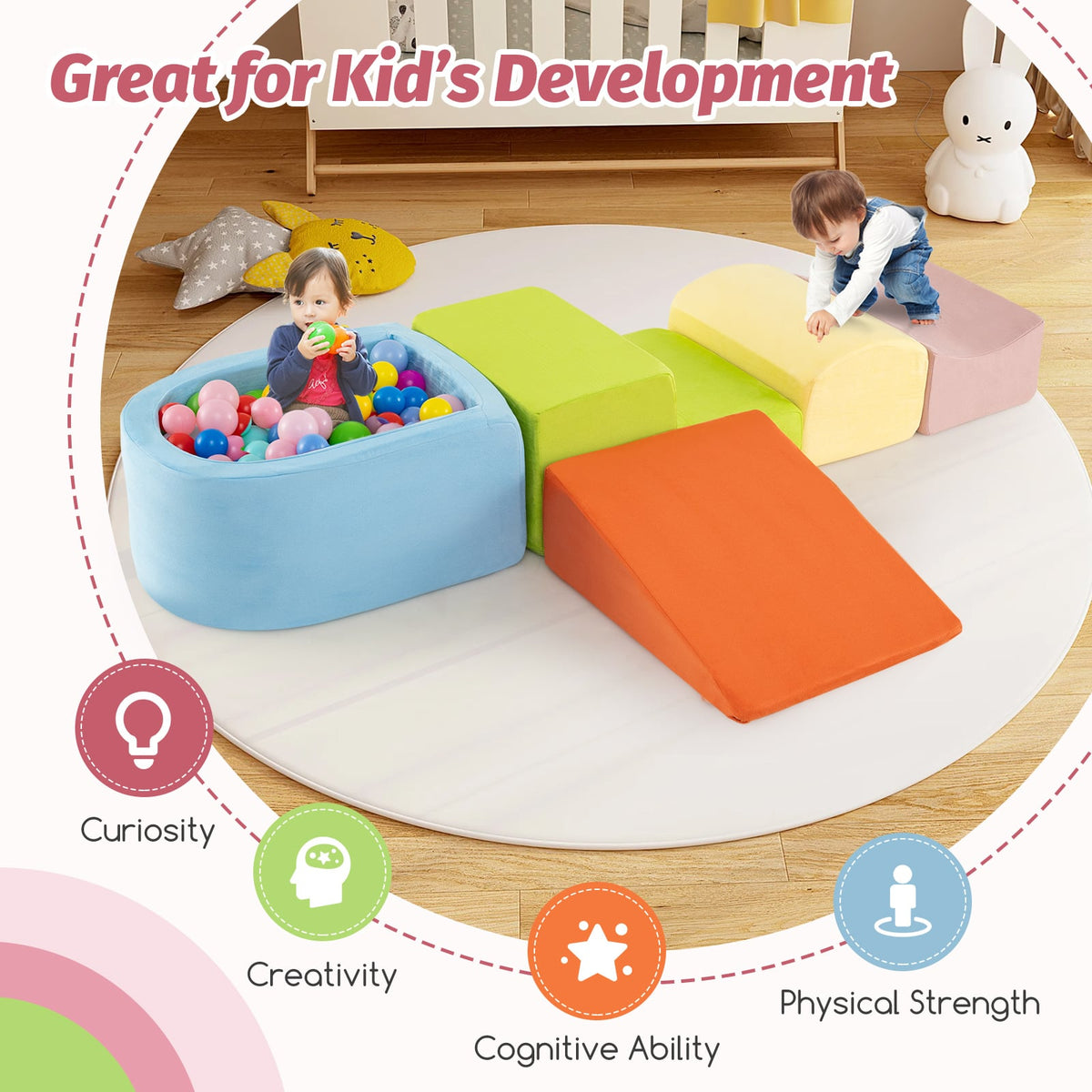 5-Piece Climb And Crawl Playset With Ball Pit, Multicolor Climbers & Slides at Gallery Canada