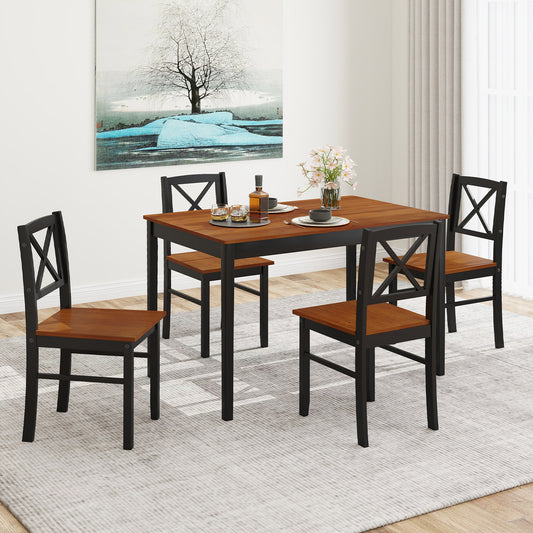 5 Piece Dining Table Set with Rectangular Kitchen Table and 4 Chairs for 4 People, Coffee Dining Room Sets Coffee at Gallery Canada