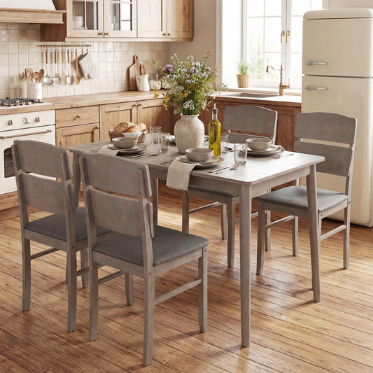 5-Piece Dining Table Set with High Curved Back for 4 People, Gray Dining Room Sets Gray at Gallery Canada