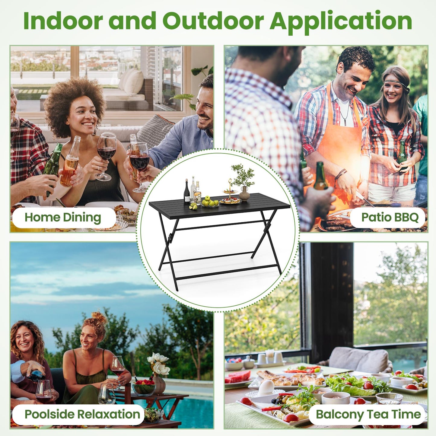 5-Piece Foldable Outdoor Dining Set for Backyard Garden Deck Patio Dining Sets at Gallery Canada