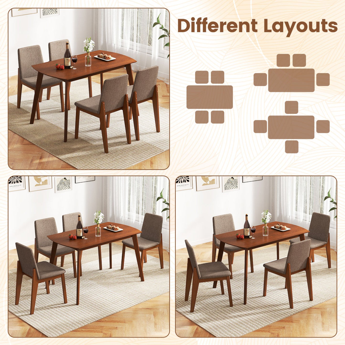 5-Piece Kitchen Table And Upholstered Chairs, Light Brown Dining Room Sets at Gallery Canada