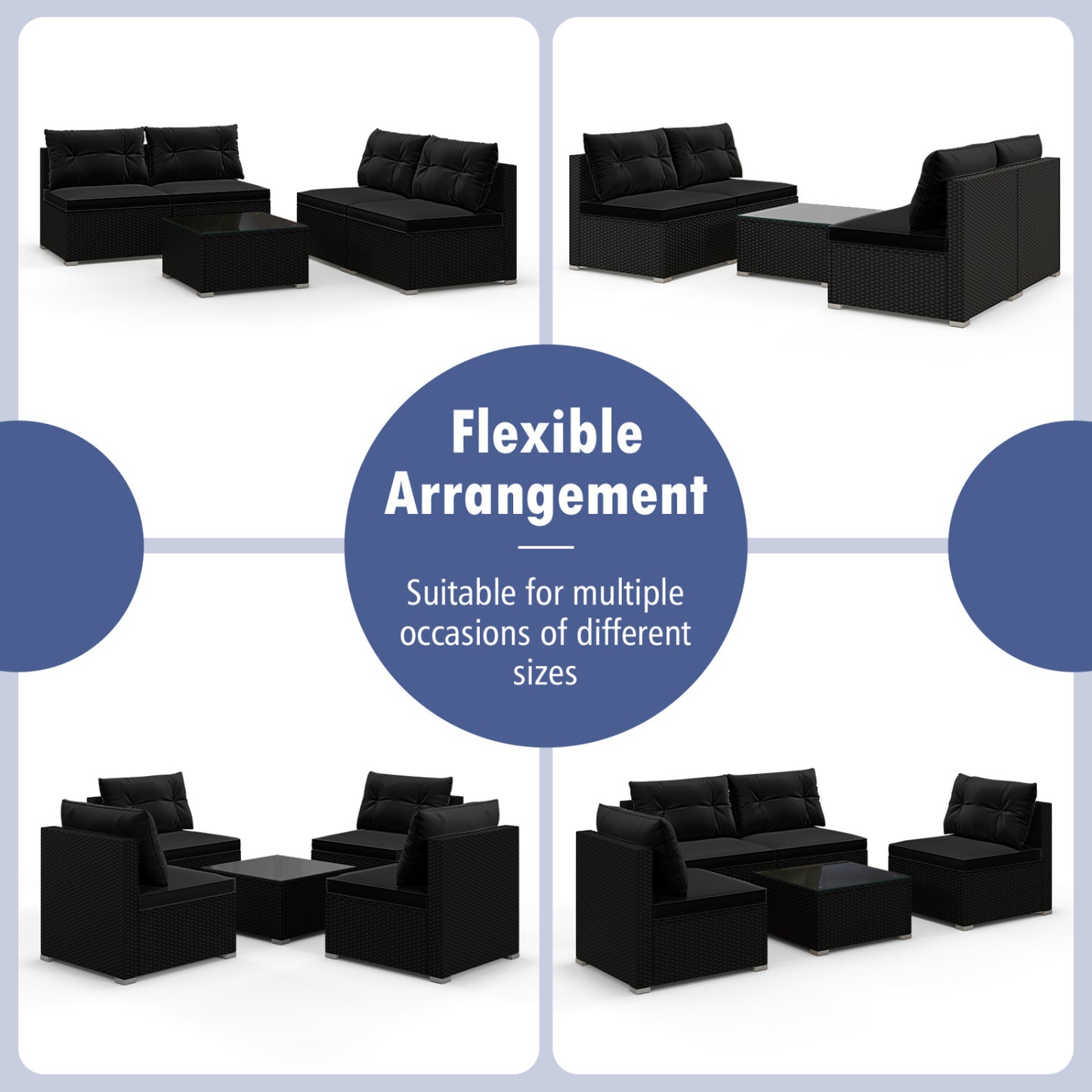 5-Piece Outdoor Patio Furniture Set With Cushions, Coffee Table, Black Patio Conversation Sets at Gallery Canada