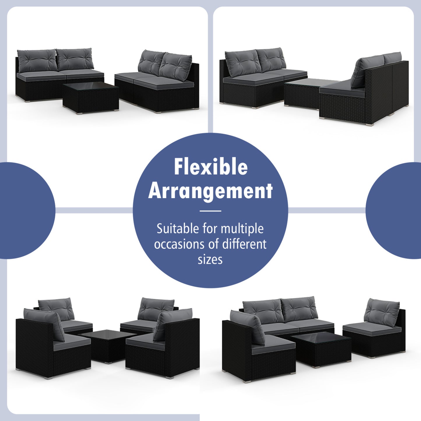 5-Piece Patio Furniture Set With Cushions, Coffee Table, Gray Patio Conversation Sets at Gallery Canada