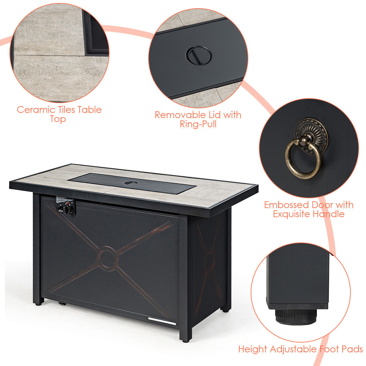 5-Piece Patio Set with Fire Pit Table, Black Patio Conversation Sets at Gallery Canada
