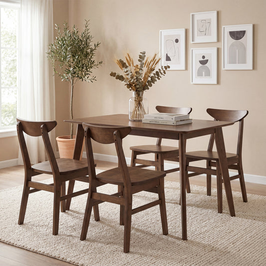 5-Piece Solid Wood Dining Table Set, Walnut Dining Room Sets Walnut at Gallery Canada