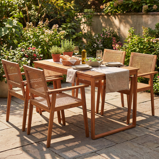 Acacia Wood Dining Set, Outdoor Table, Rattan Chairs, 4 Person Patio Dining Sets Options at Gallery Canada