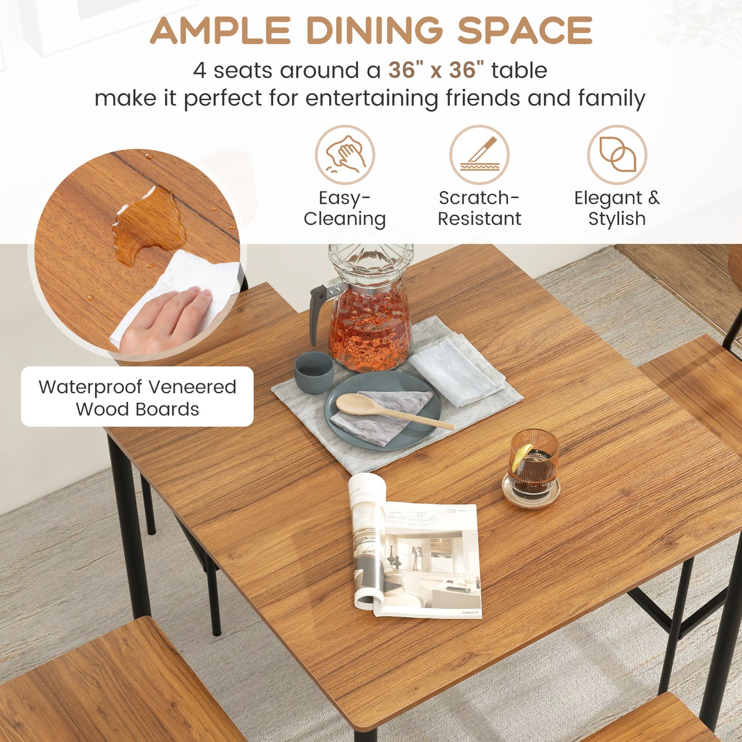 Industrial Dining Table Set, 5 Pieces, Counter Height, Walnut Dining Room Sets at Gallery Canada