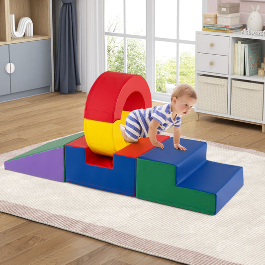 5 Pieces Kids Climbing Toys with PU Leather Cover, Multicolor Climbers & Slides Multicolor at Gallery Canada