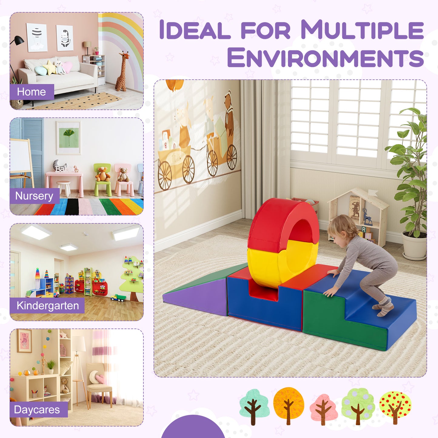 5 Pieces Kids Climbing Toys with PU Leather Cover, Multicolor Climbers & Slides at Gallery Canada