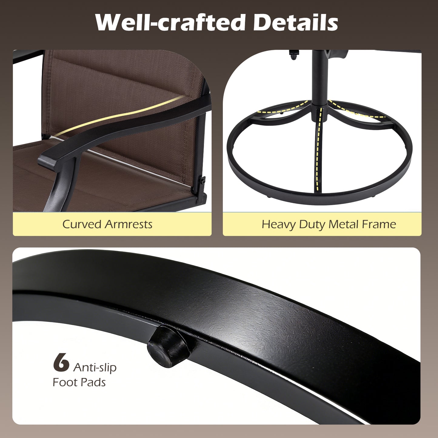 Outdoor Dining Set, 4 Swivel Chairs, 36 Inch Square Table, Brown Patio Dining Sets at Gallery Canada
