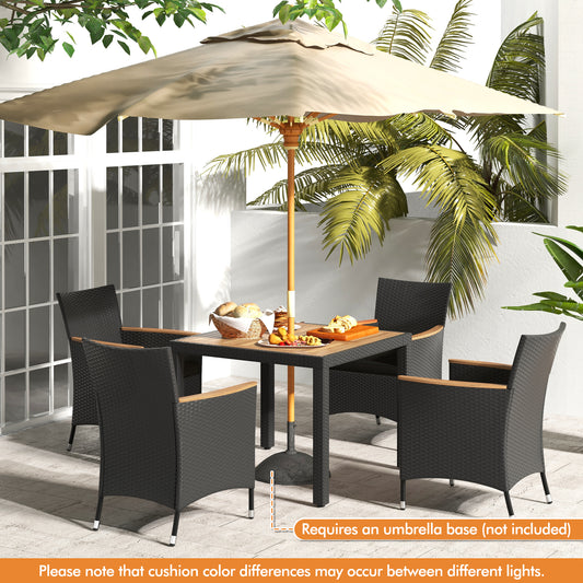 5 Piece Patio Dining Table Set For 4, With Umbrella Hole, Black Patio Furniture Sets Black at Gallery Canada