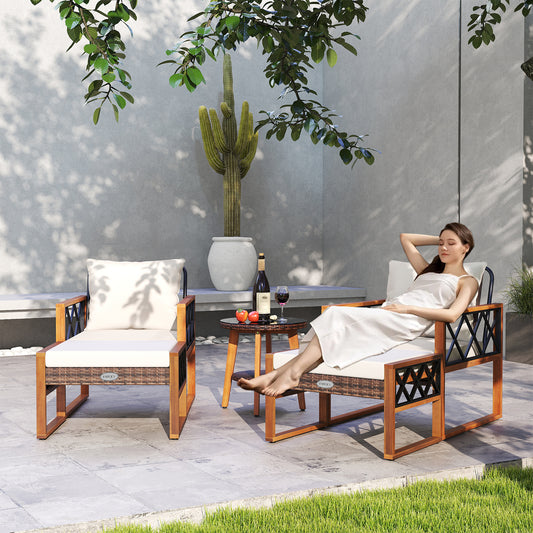 5 Pieces Patio Furniture Set PE Rattan Outdoor Conversation Set with Acacia Wood Patio Conversation Sets Options at Gallery Canada