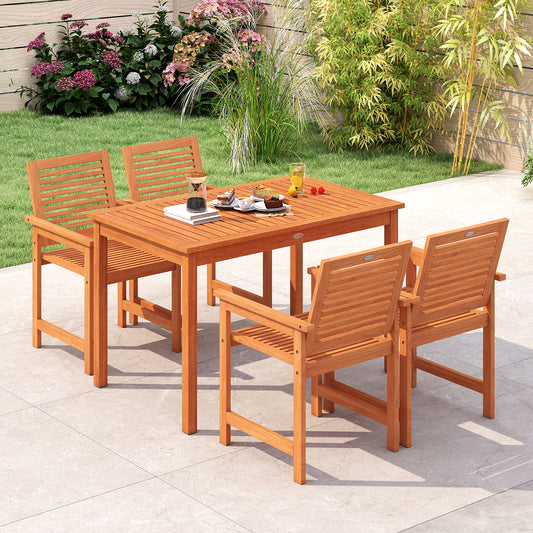 5 Piece Patio Wood Dining Set, Outdoor Rectangular Table and Chairs Patio Dining Sets Options at Gallery Canada