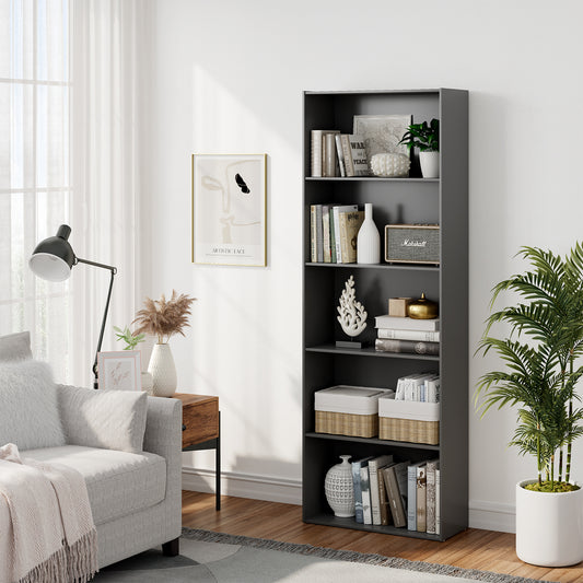 5-Shelf Storage Bookcase, Modern Display Cabinet, Black Bookcases Black at Gallery Canada
