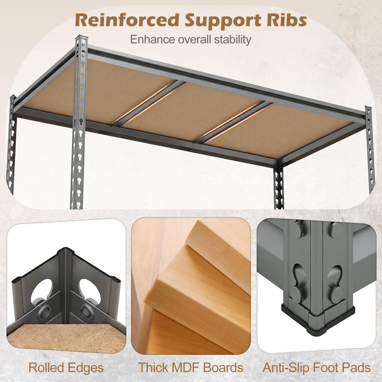 5-Tier Garage Shelving, 2200 Lbs Metal Storage Rack, Adjustable Utility Shelf Garages at Gallery Canada