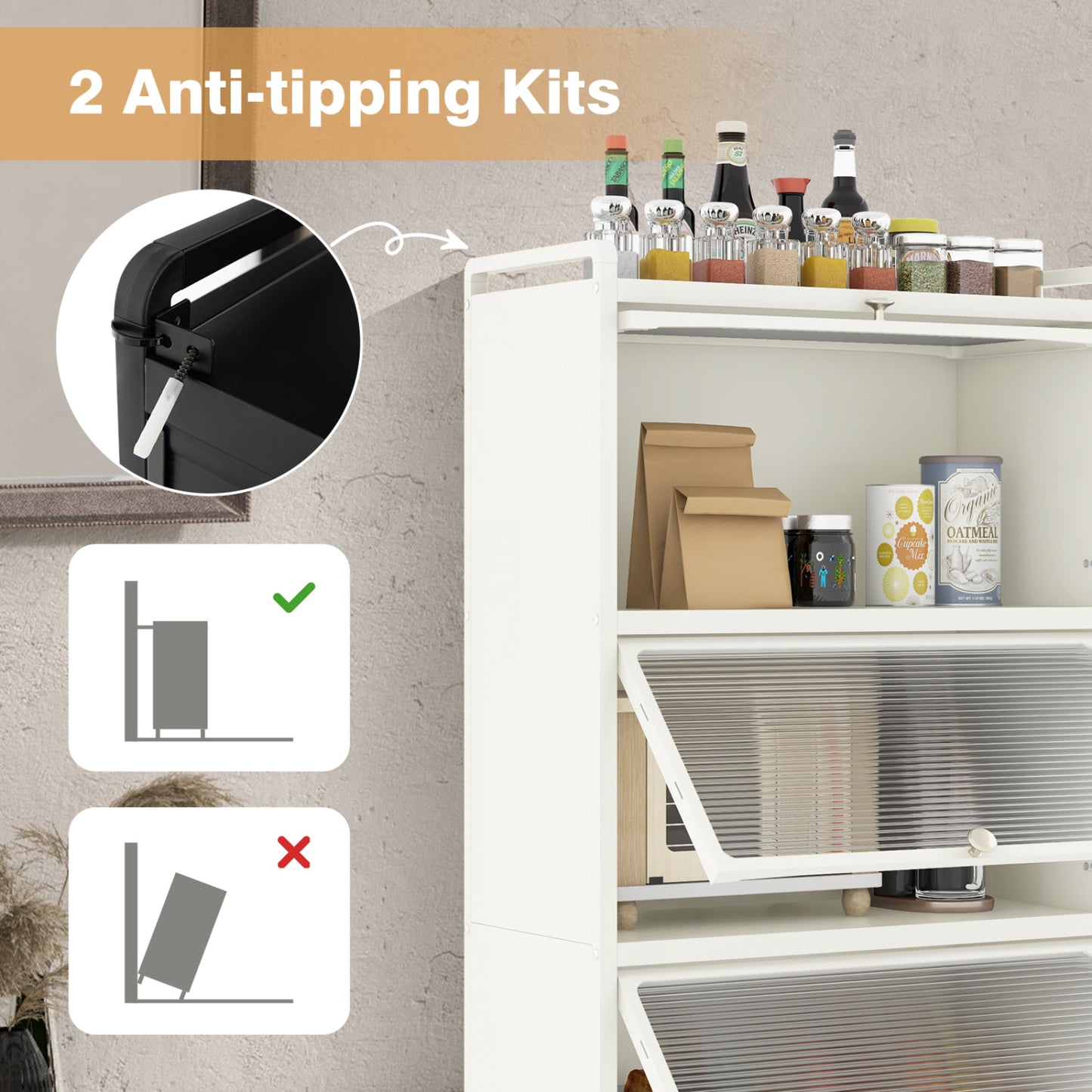 5-Tier Kitchen Baker's Rack With Flip-Up Doors, White Baker's Racks at Gallery Canada