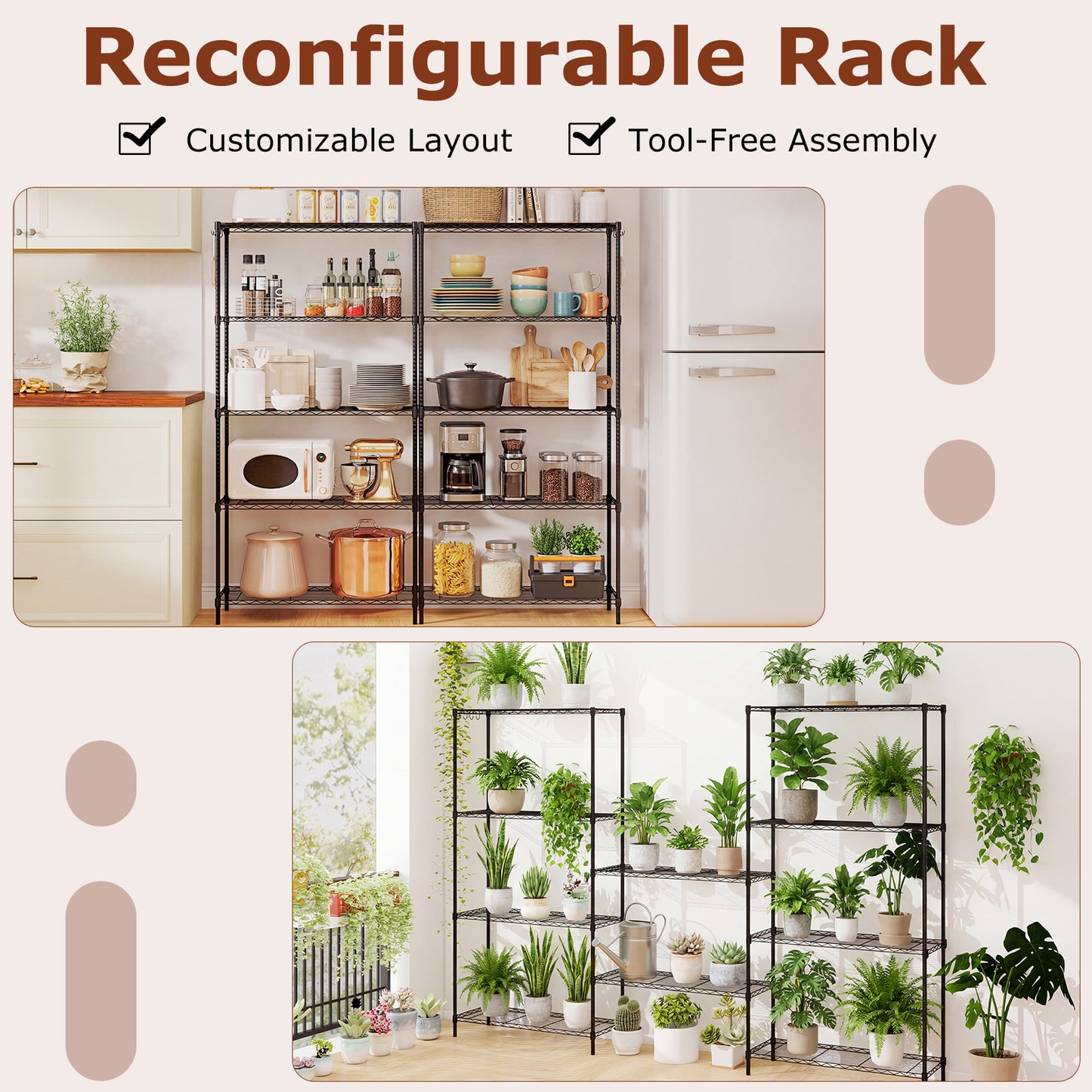 5-Tier Metal Storage Shelving Unit with V-Shaped Wire Rack and 1250 LBS Capacity-DK, Black Garages at Gallery Canada