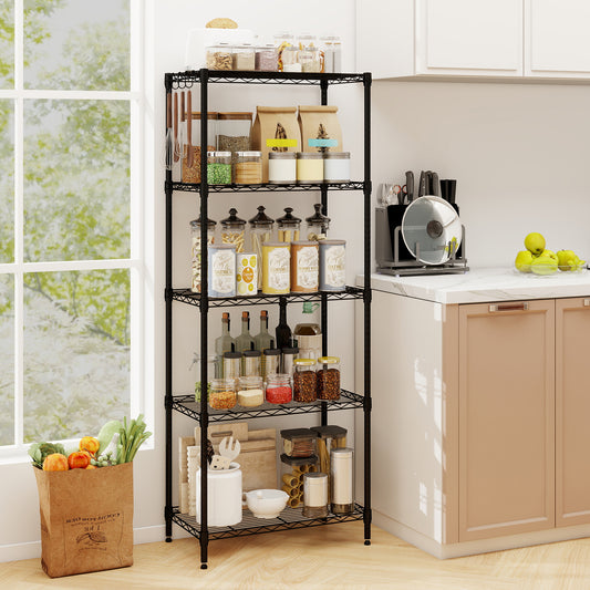 5-Tier Metal Storage Shelving Unit with V-Shaped Wire Rack and 750 LBS Capacity-DK, Black Garages Black at Gallery Canada