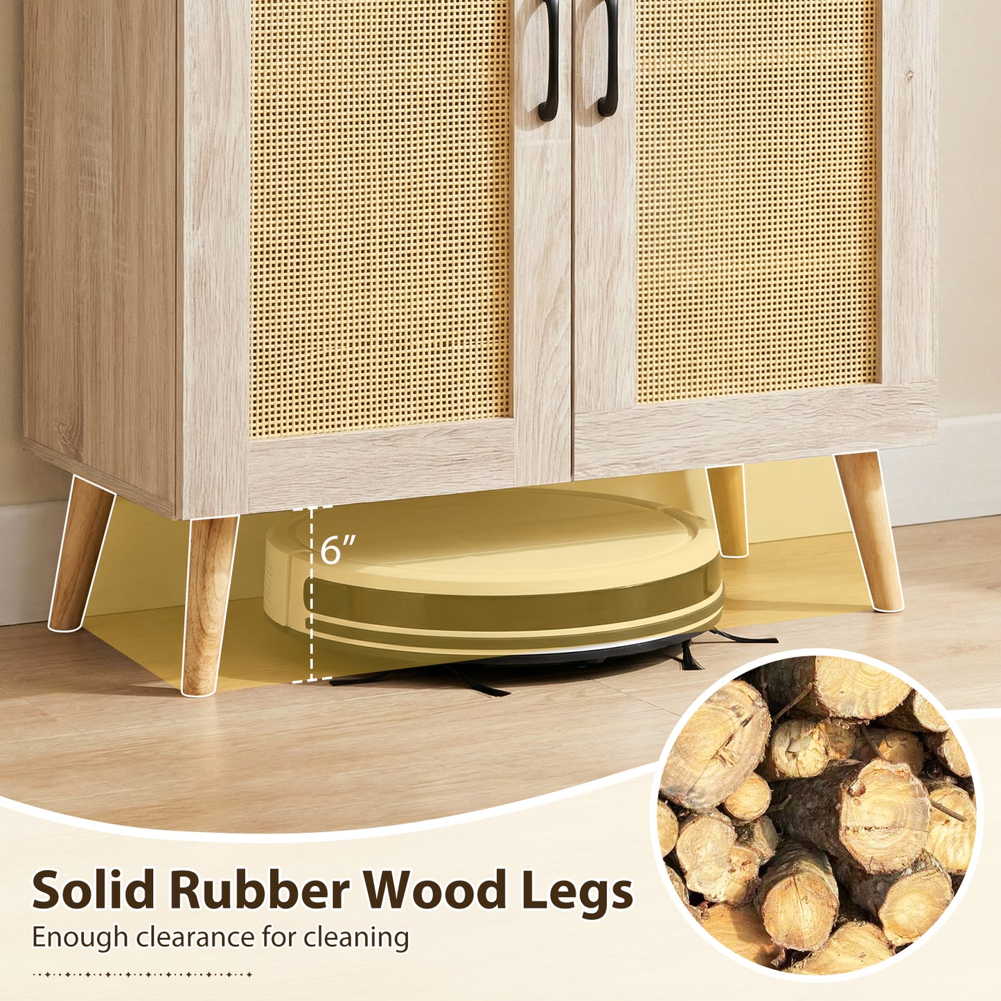 5-Tier Rattan Shoe Cabinewith 3 Removable Shelves, Natural Shoe Racks & Storage Benches at Gallery Canada