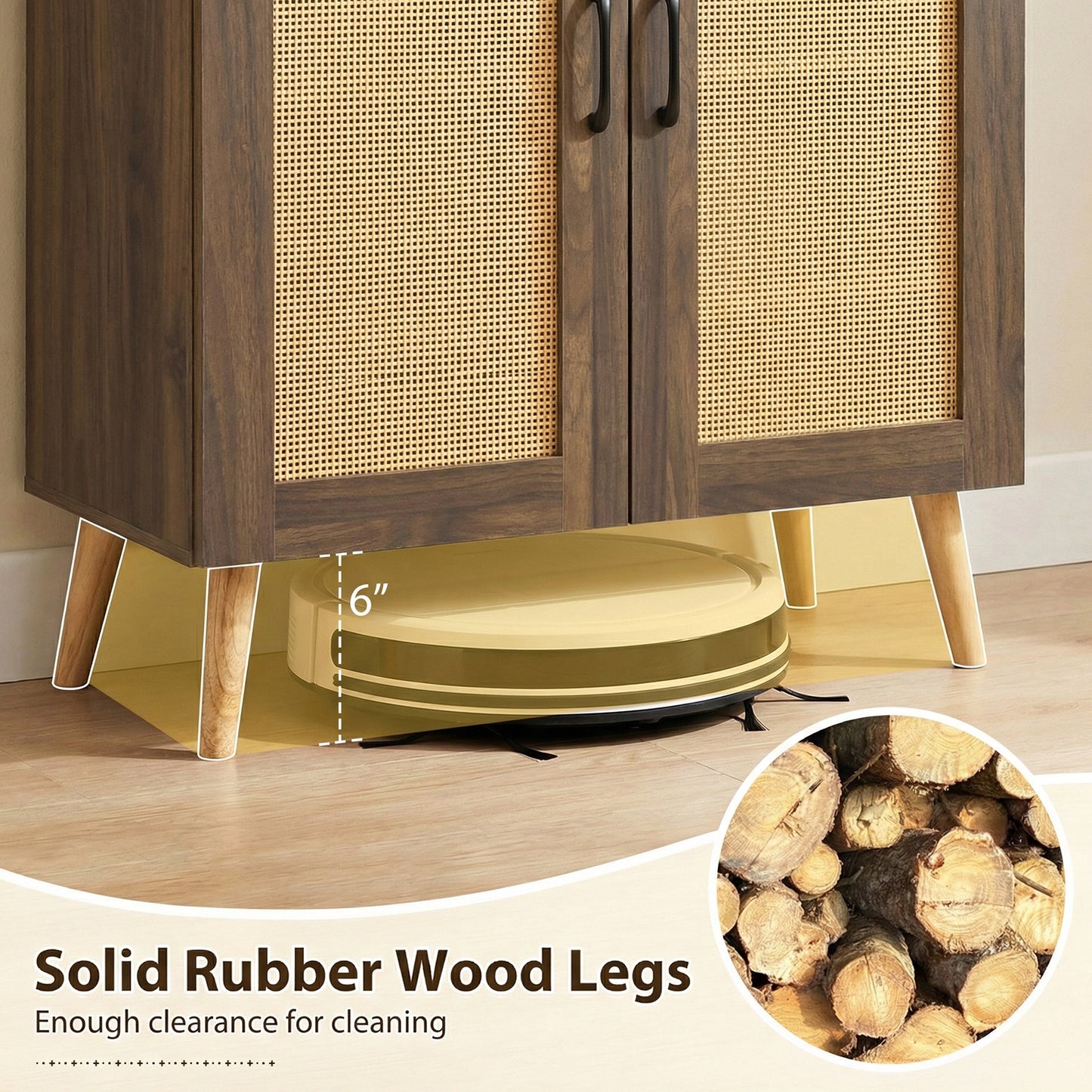 5-Tier Rattan Shoe Cabinewith 3 Removable Shelves, Walnut Shoe Racks & Storage Benches at Gallery Canada