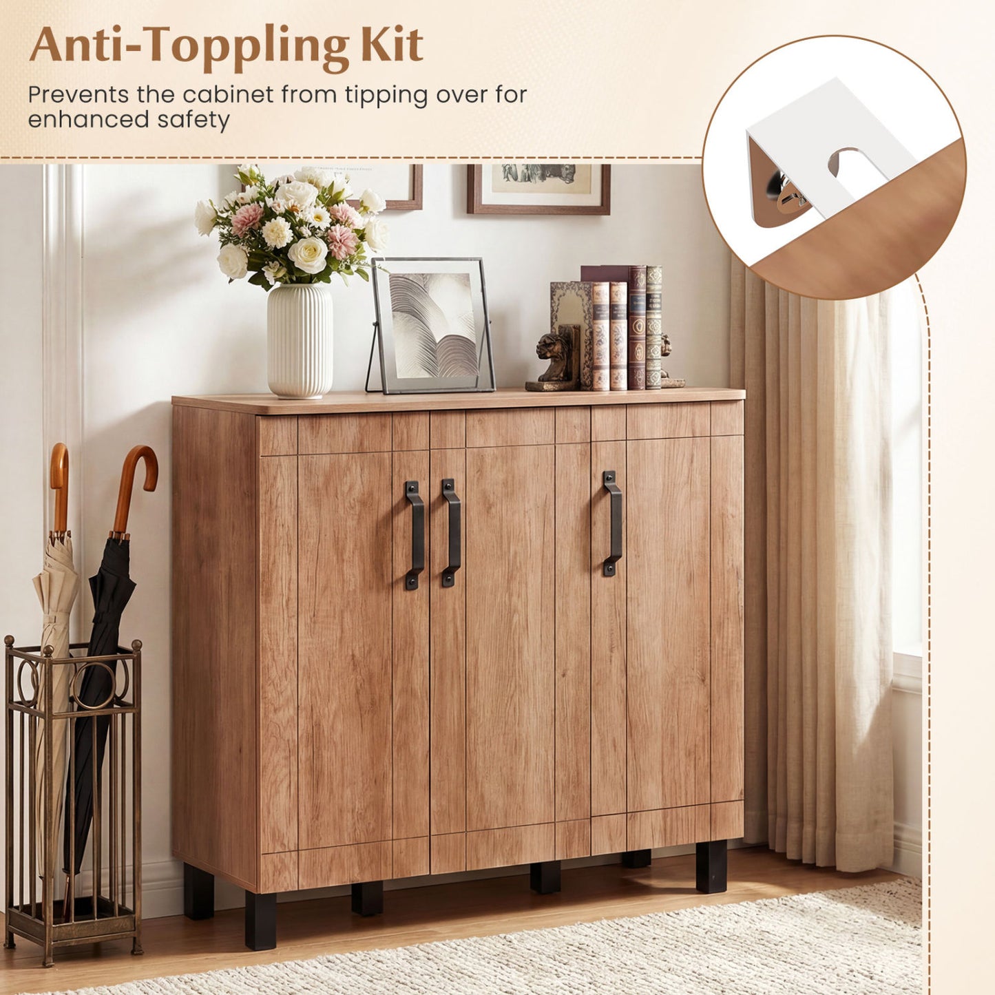 5-Tier Wooden Shoe Storage Cabinet, Oak Shoe Racks & Storage Benches at Gallery Canada