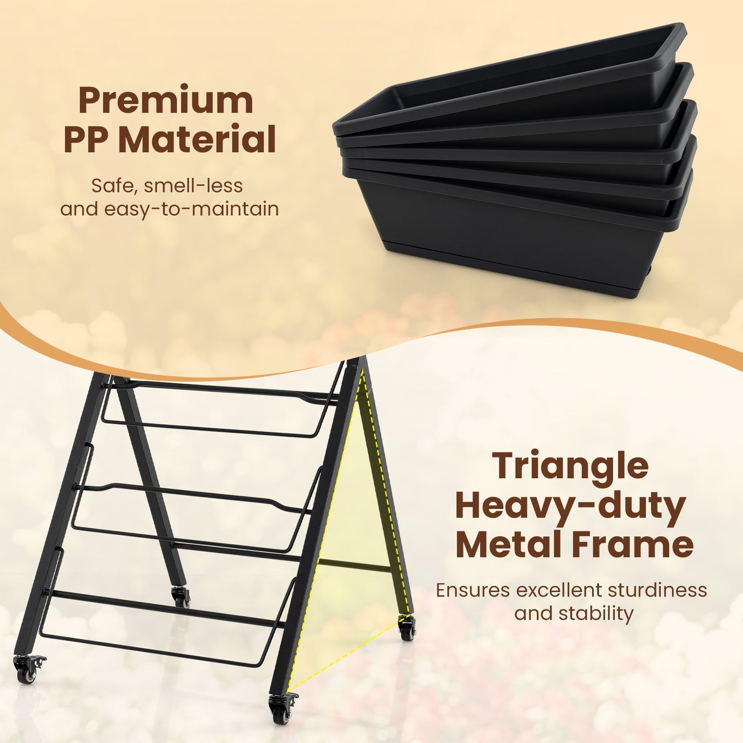 5-Tier Vertical Raised Garden Bed With Wheels, Black Raised Garden Beds at Gallery Canada