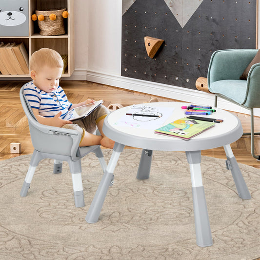5-in-1 Baby Highchair, Height Adjustable, 2-Tier Tray, Gray High Chairs Gray at Gallery Canada