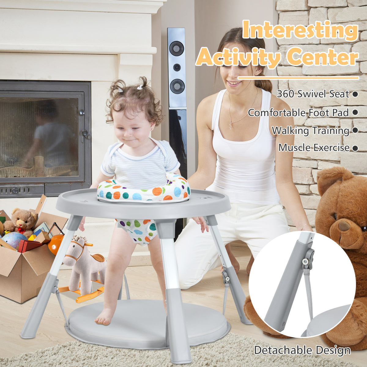 5-in-1 Baby Highchair, Height Adjustable, 2-Tier Tray, Gray High Chairs at Gallery Canada