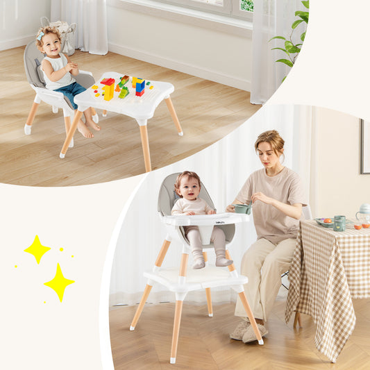 5-In-1 Baby Wooden Convertible High Chair, Gray High Chairs Gray at Gallery Canada