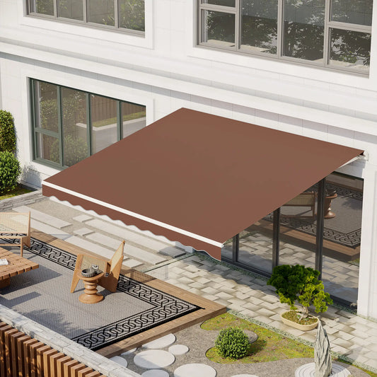 13' x 10' Electric Retractable Awning, Sun Shade Shelter with Remote, Manual Crank, Aluminum Frame Deck Awnings Coffee at Gallery Canada