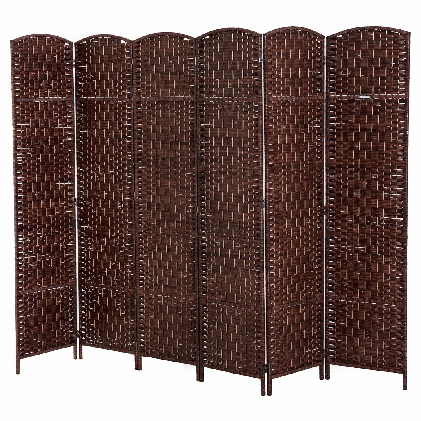 6ft Folding Room Divider, 6 Panel Wooden Frame, Brown Room Dividers at Gallery Canada