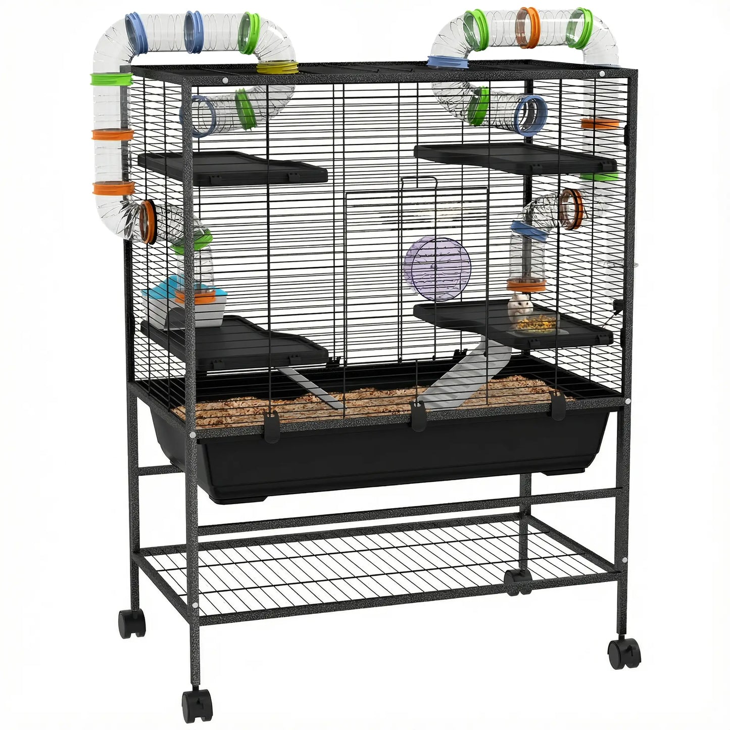 43" Rolling Hamster Cage, Tunnel Tube System, Storage Shelf, Exercise Wheel Hamster Cages at Gallery Canada