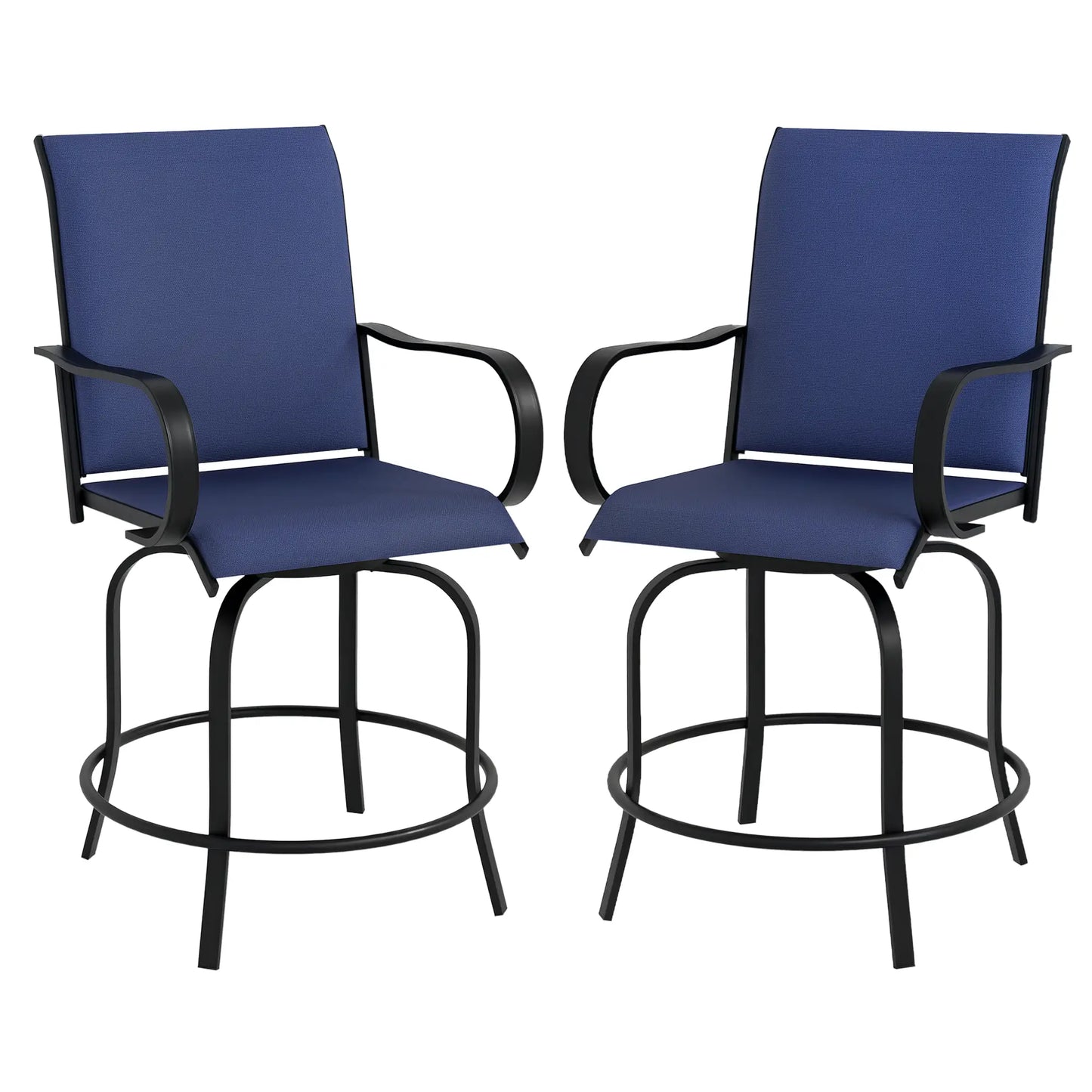 Outdoor Bar Stools Set of 2, 360° Swivel, 26.8" x 29.5" x 48.4", Navy Blue Bistro Sets at Gallery Canada